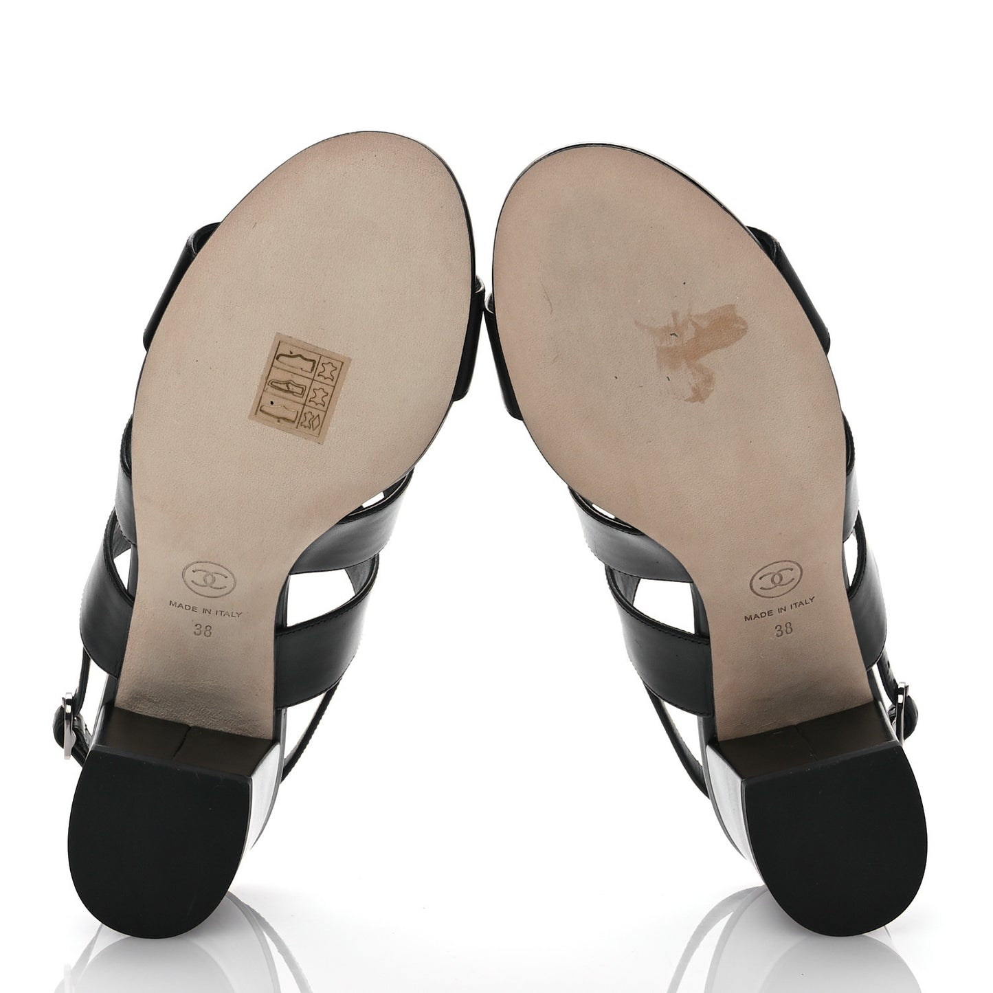 Calfskin CC Turnlock Sandals 38 Black