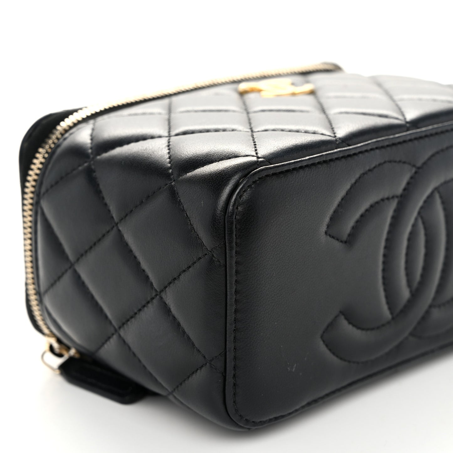 Lambskin Quilted Pick Me Up Vanity Case Black