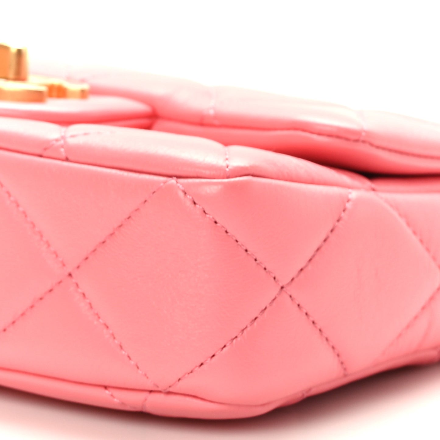 Lambskin Enamel Quilted Pending CC Mini Square Flap Pink