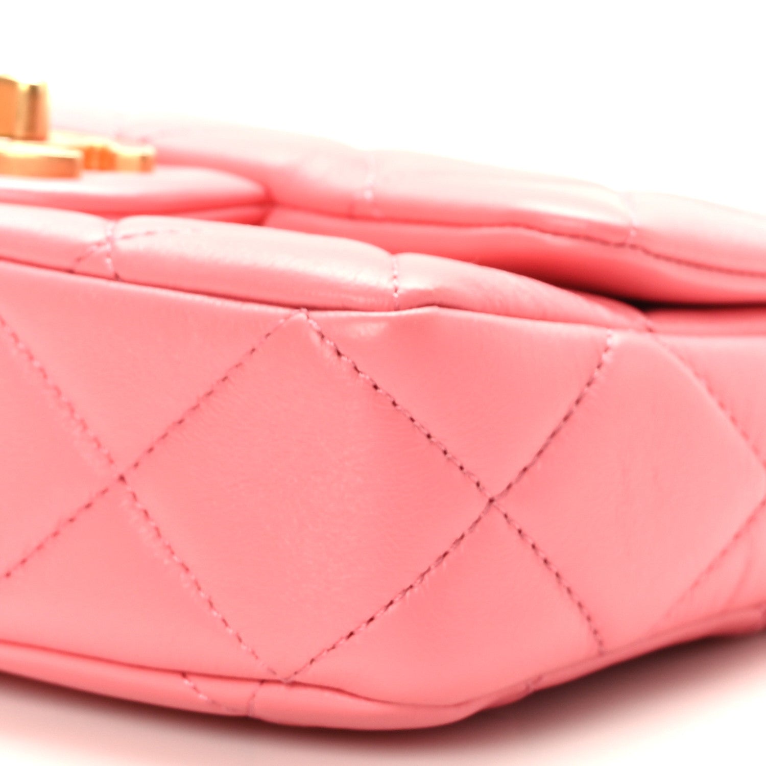 Chanel Lambskin Enamel Quilted Pending CC Mini Square Flap Pink 9 of 9