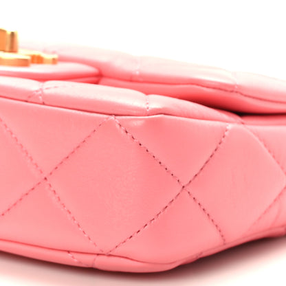 Chanel Lambskin Enamel Quilted Pending CC Mini Square Flap Pink 9 of 9