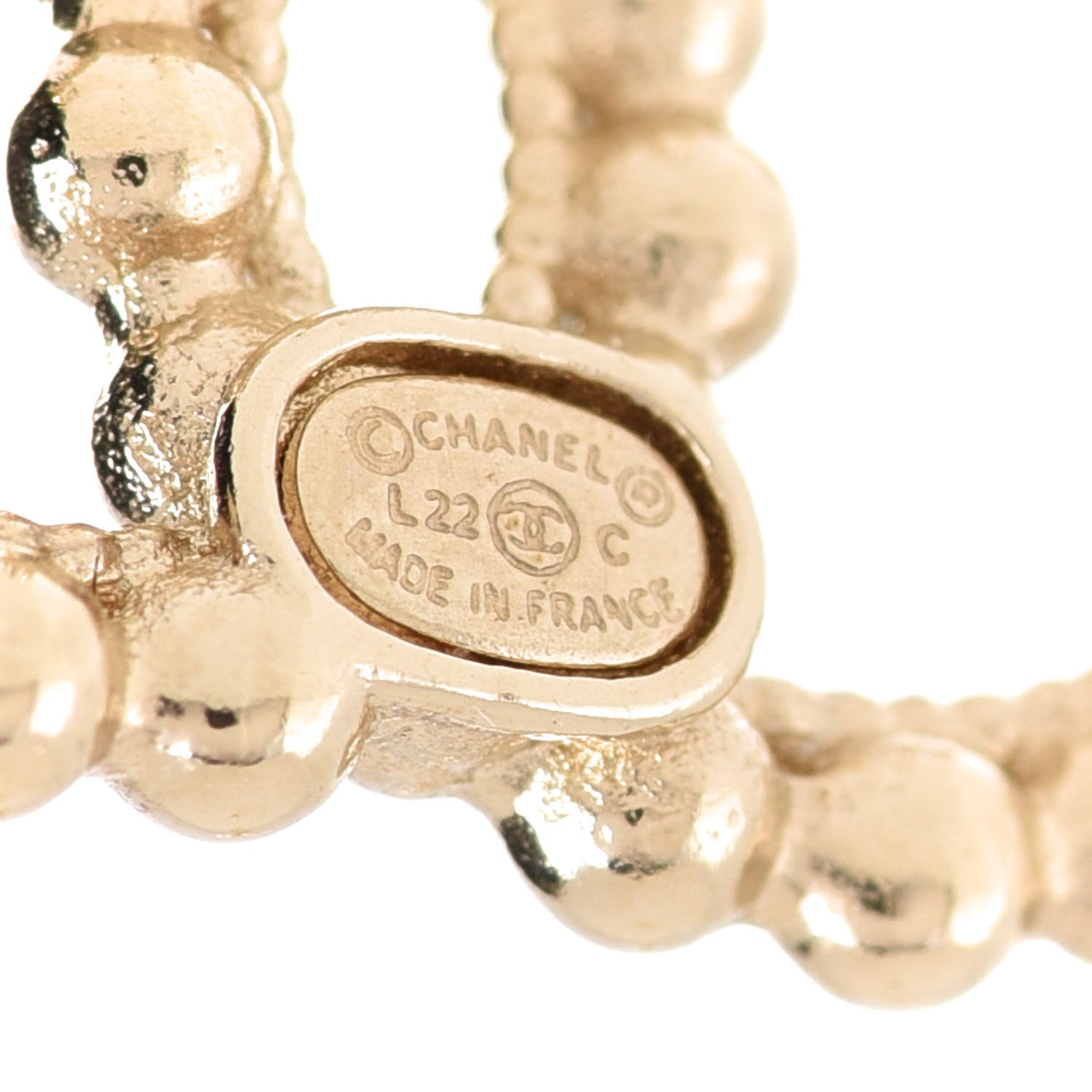 Chanel Metal Bead CC Drop Earrings Gold 4 of 5