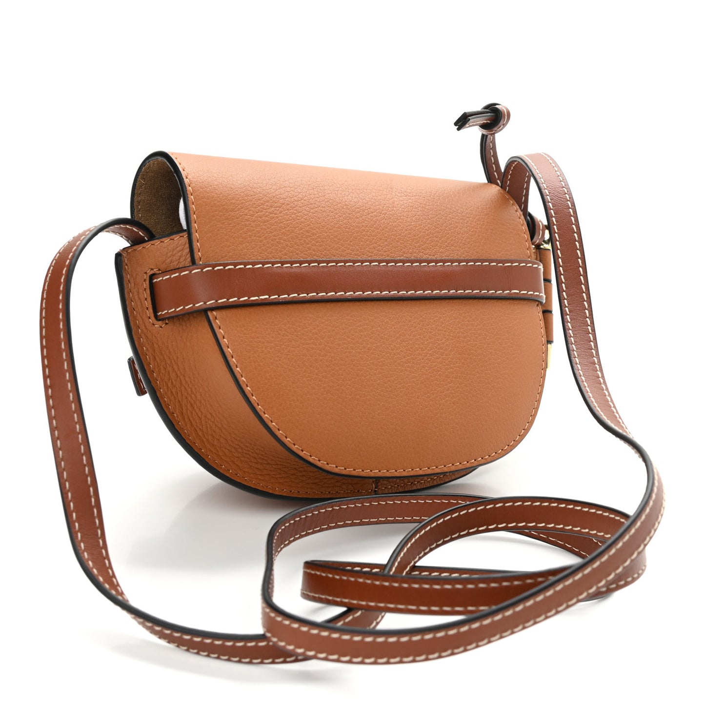 Grained Calfskin Mini Gate Crossbody Bag Caramel Pecan