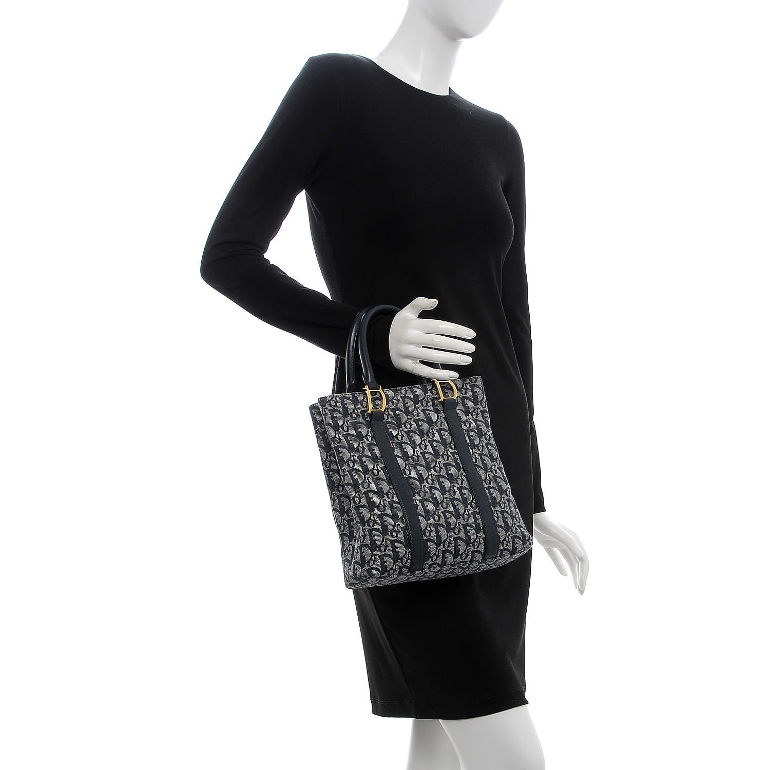 Christian Dior Monogram Tote Navy Blue 2 of 7