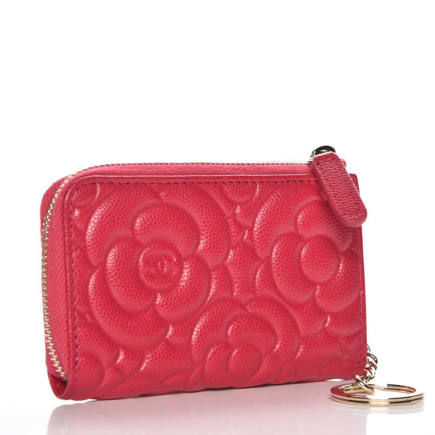 Chanel Caviar Camellia Embossed Key Holder Case Fuchsia 3 of 7