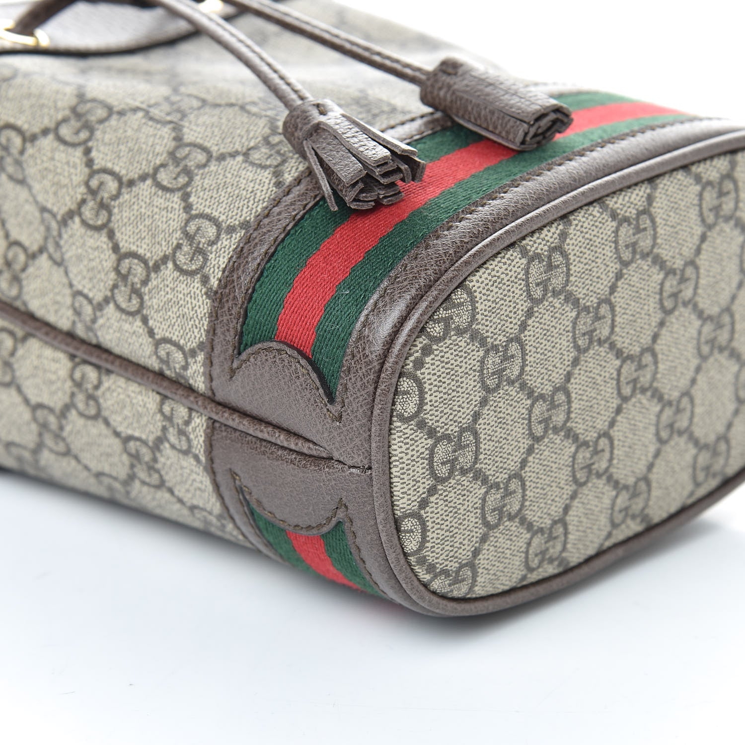 Gucci GG Supreme Monogram Web Mini Ophidia Bucket Bag Brown 9 of 10