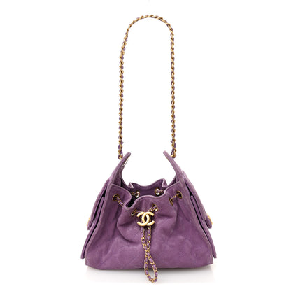 Chanel Suede Quilted Mini Chanel 25 Handbag Purple 1 of 10