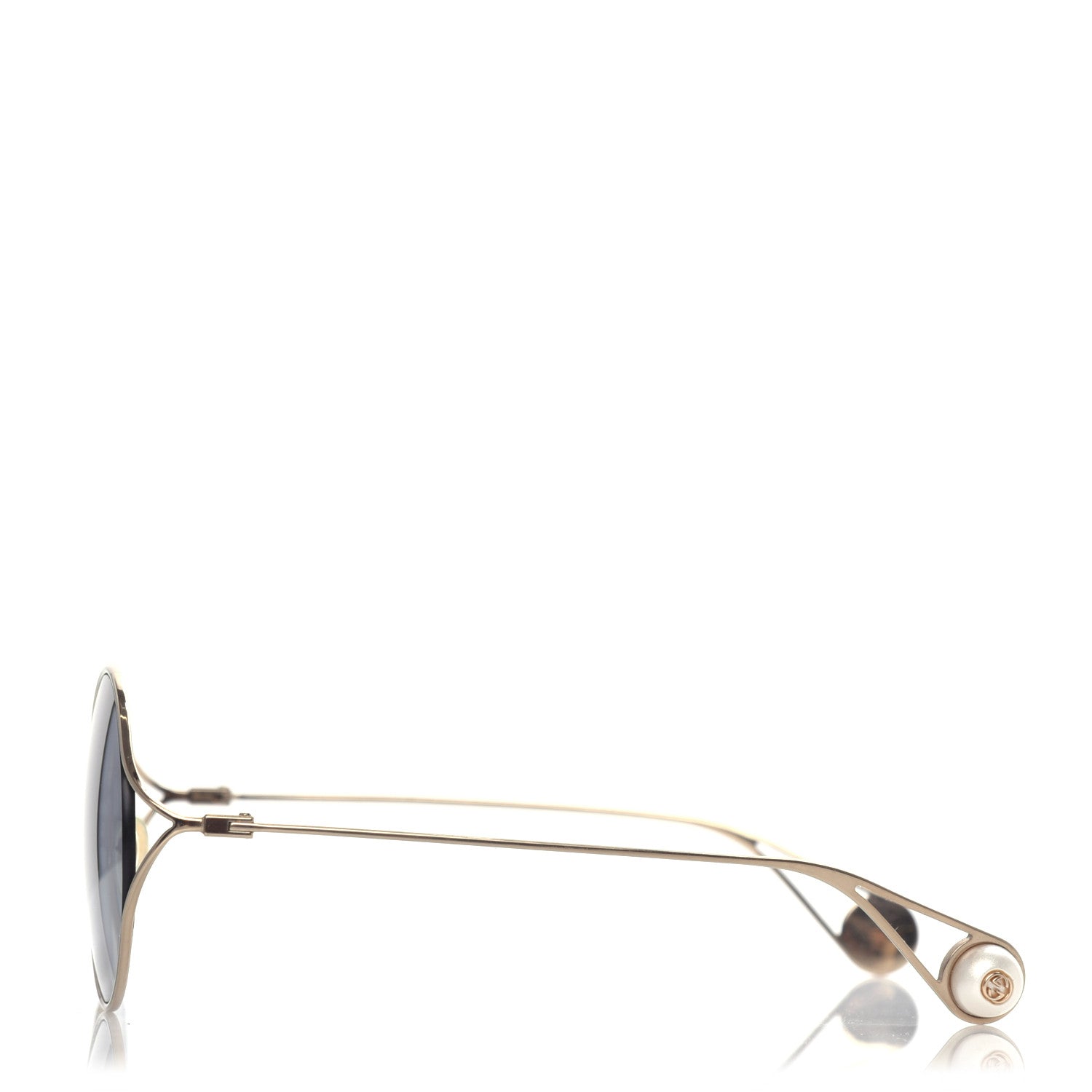 Gucci Metal Round Pearl Tip Sunglasses GG0253S Gold 3 of 6