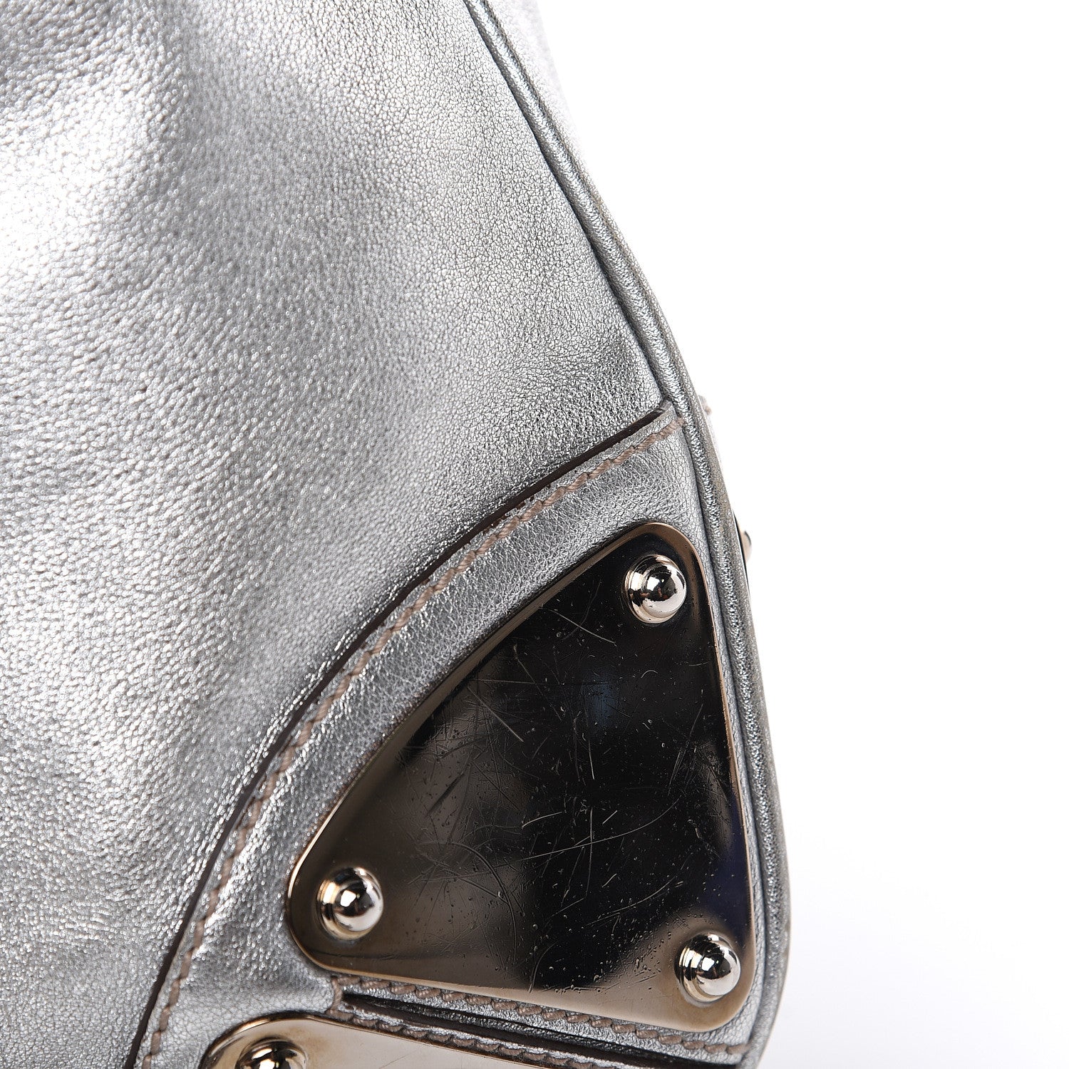 Gucci Metallic Calfskin Medium Indy Top Handle Hobo Silver 15 of 17