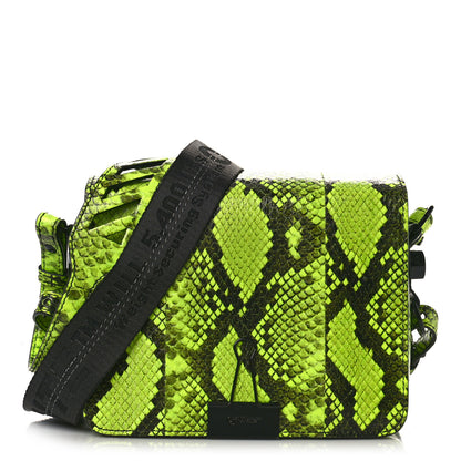 Off-White Calfskin Snakeskin Printed Diag Binder Flap Bag Yellow Black 1 of 8