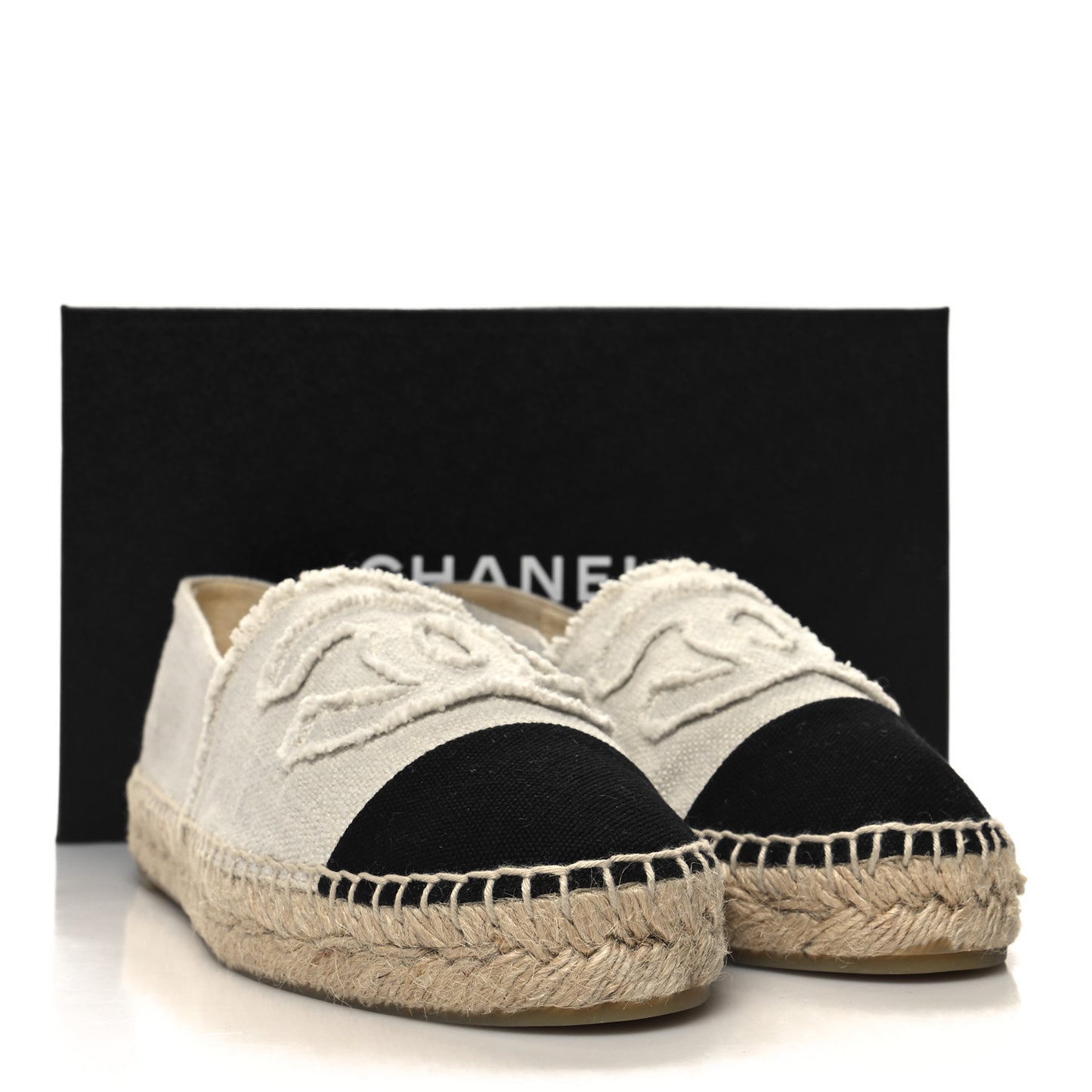 Linen CC Espadrilles 40 Beige Black