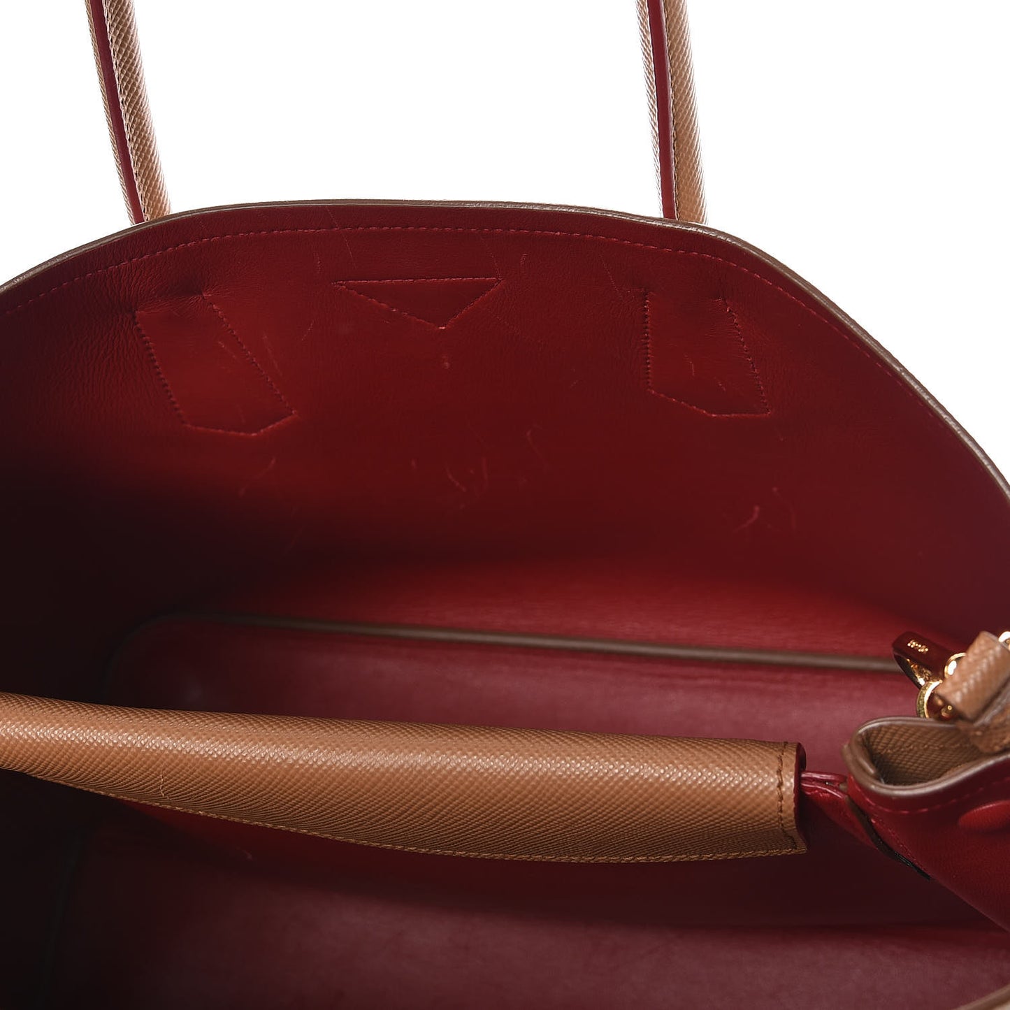 Saffiano Cuir Large Double Bag Caramel Fuoco