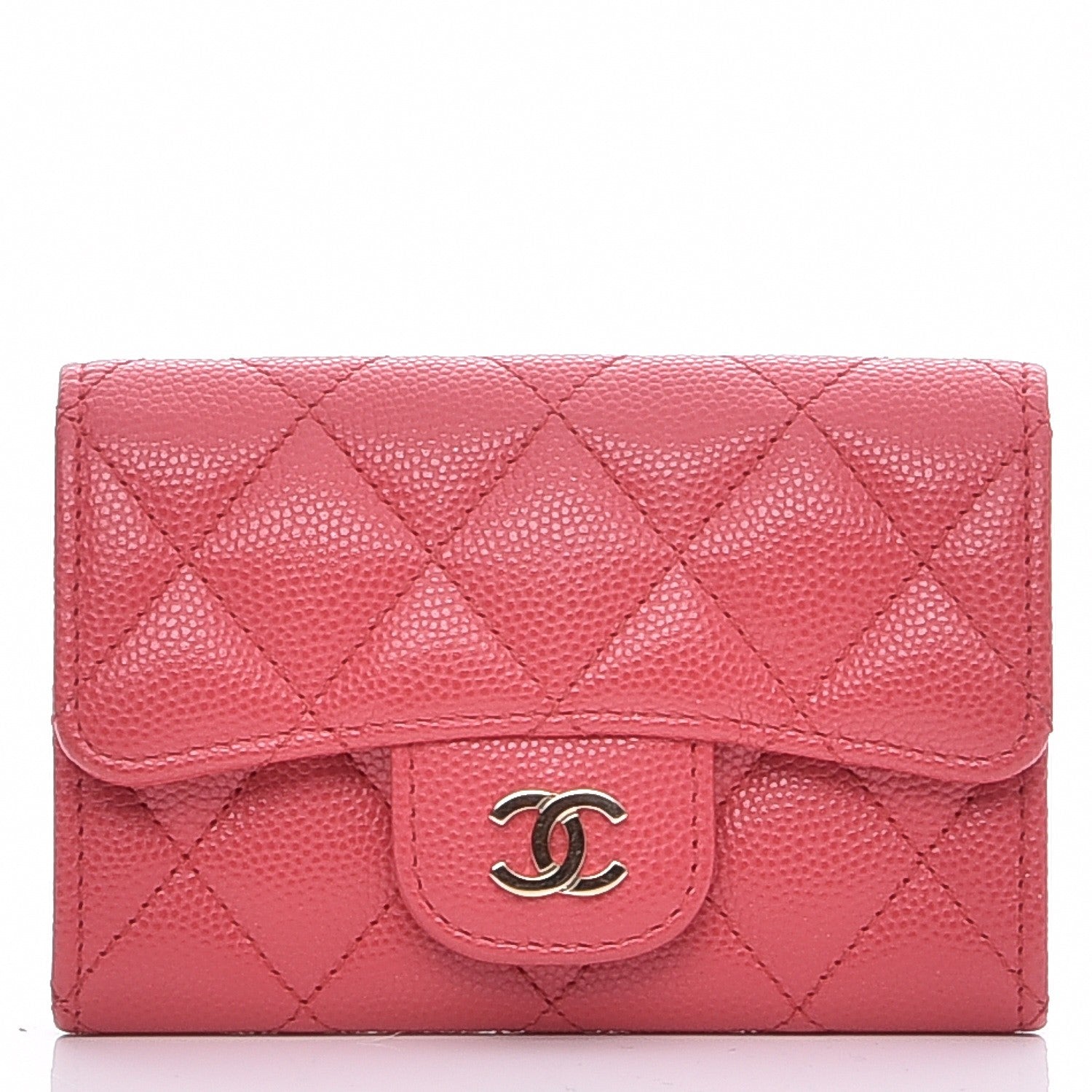 Chanel Caviar Quilted Card Holder Dark Pink 1 of 9