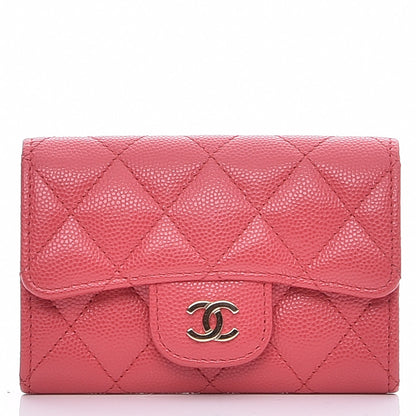 Chanel Caviar Quilted Card Holder Dark Pink 1 of 9