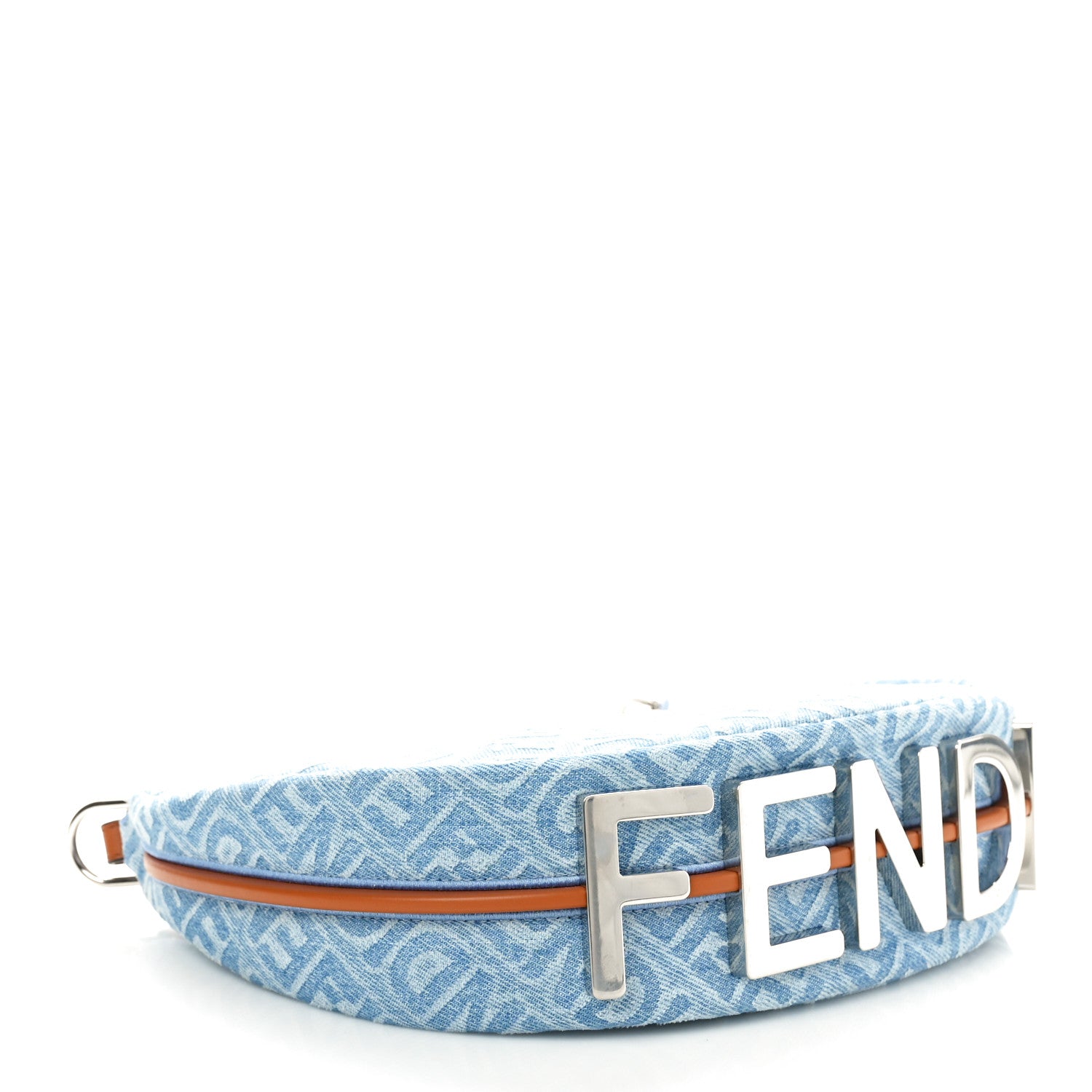 Fendi Denim Vitello Grace Mirror Logo Small Fendigraphy Hobo Bag Blue 4 of 9