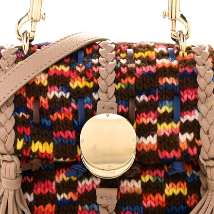 Chloe Cashmere Knit Calfskin Mini Penelope Soft Shoulder Bag Woodrose Multicolor 8 of 12