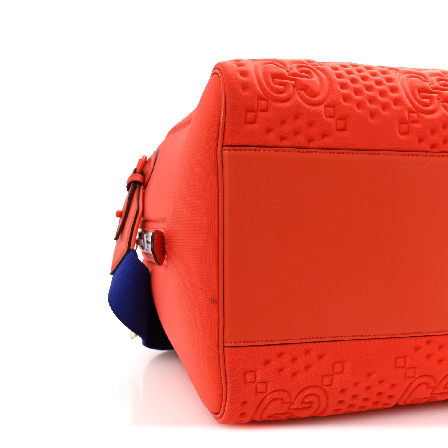 Gucci Monogram Jumbo Fabric Malaga GG Embossed Diver Duffle Bag Orange Pop Blue 7 of 8