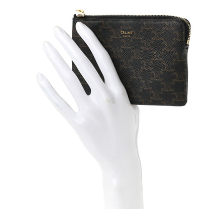 Celine Triomphe Canvas Coin and Card Pouch With Hook Black 2 of 9