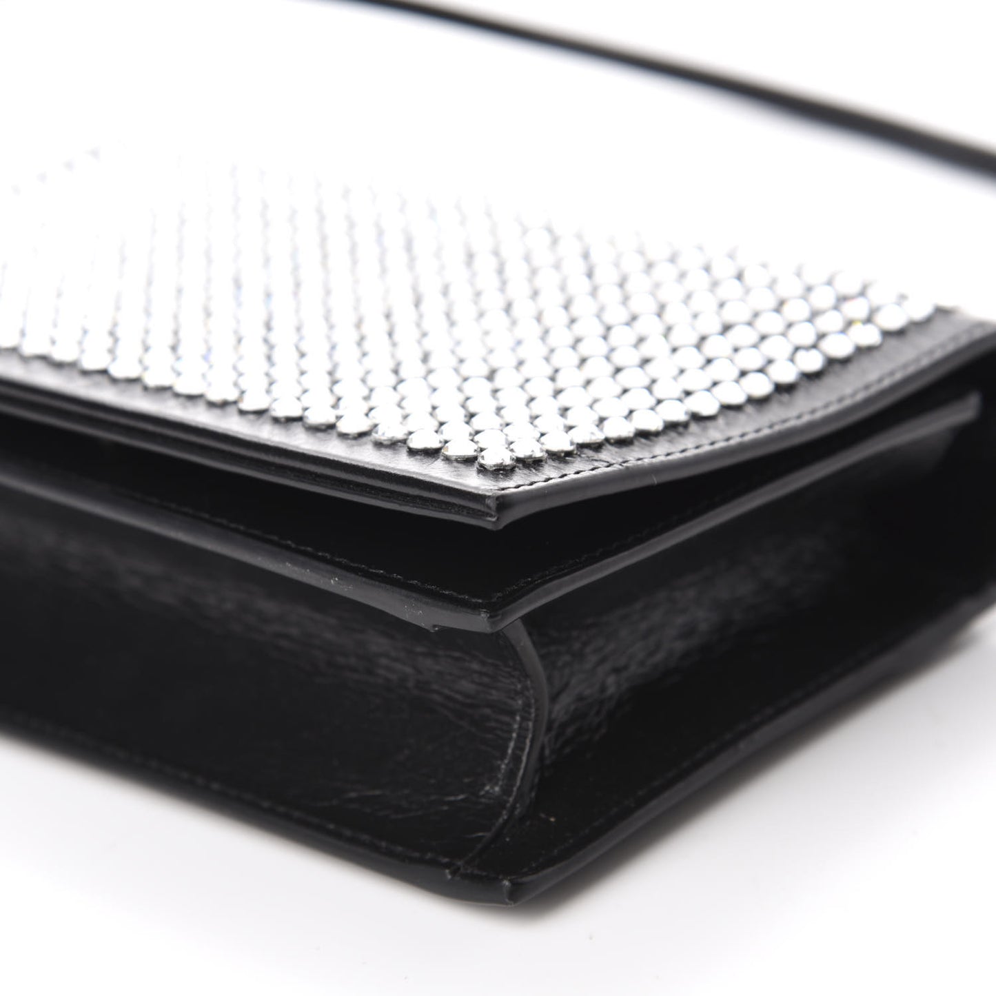 Textured Patent Crystal Toy Kate Crossbody Black