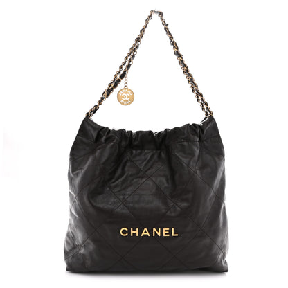 Chanel Shiny Calfskin Quilted Small Chanel 22 Dark Brown 1 of 11