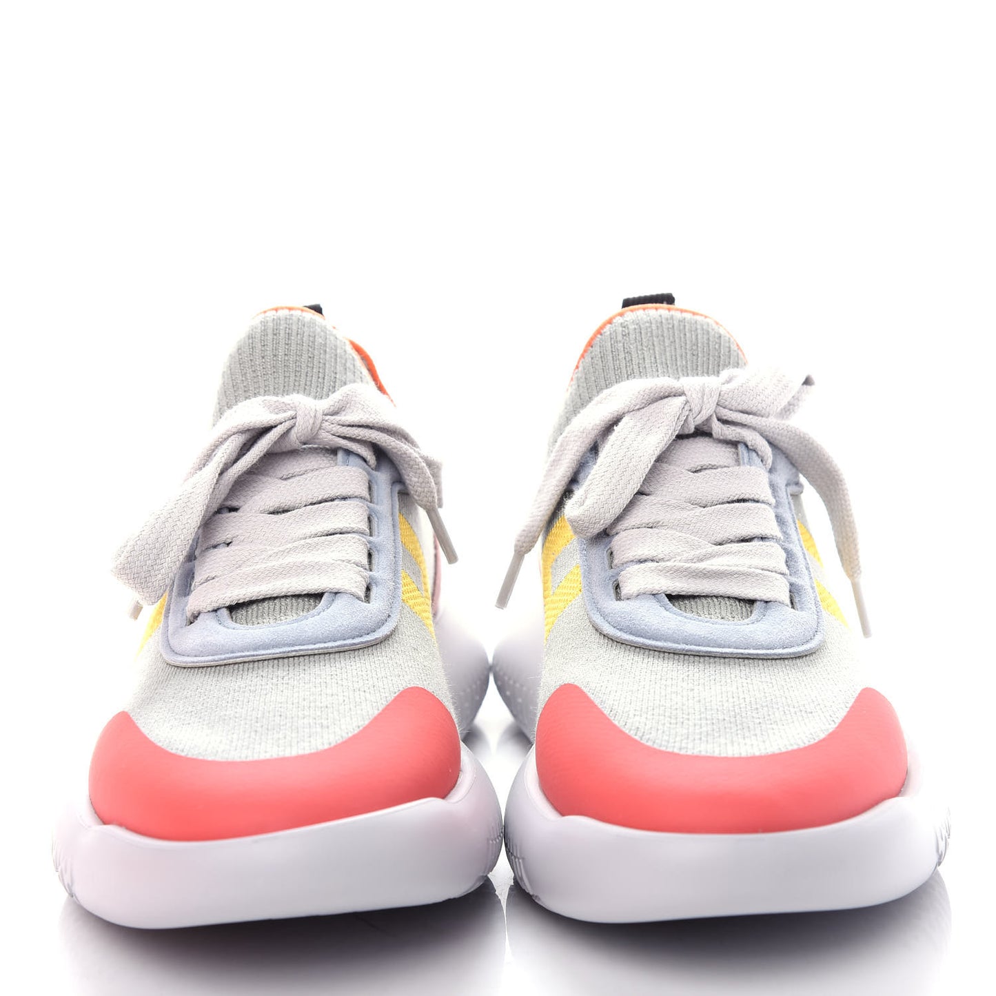 Knit Suede Goatskin Womens Crew Sneakers 36 Multicolor Gris Orange