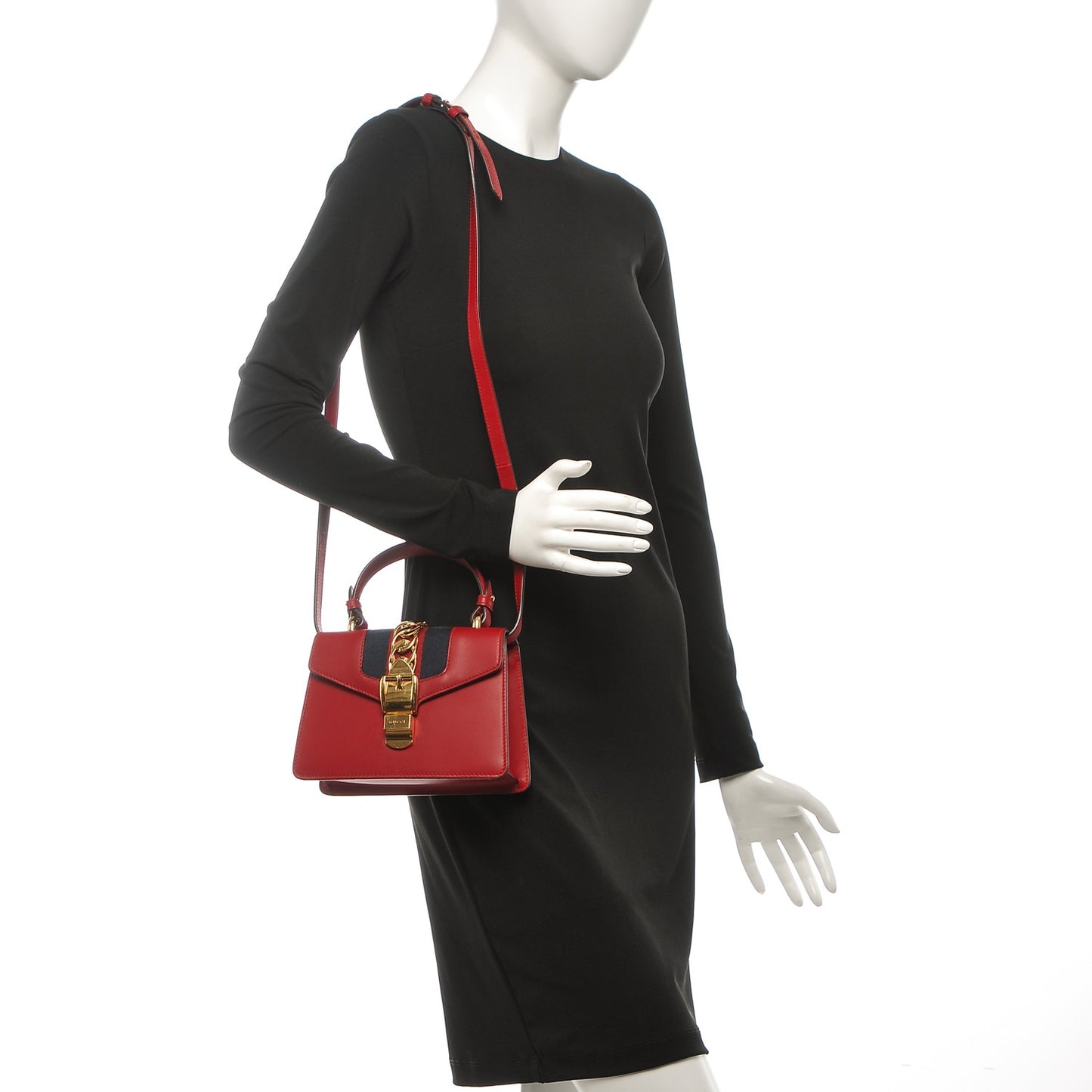 Calfskin Mini Sylvie Top Handle Bag Hibiscus Red