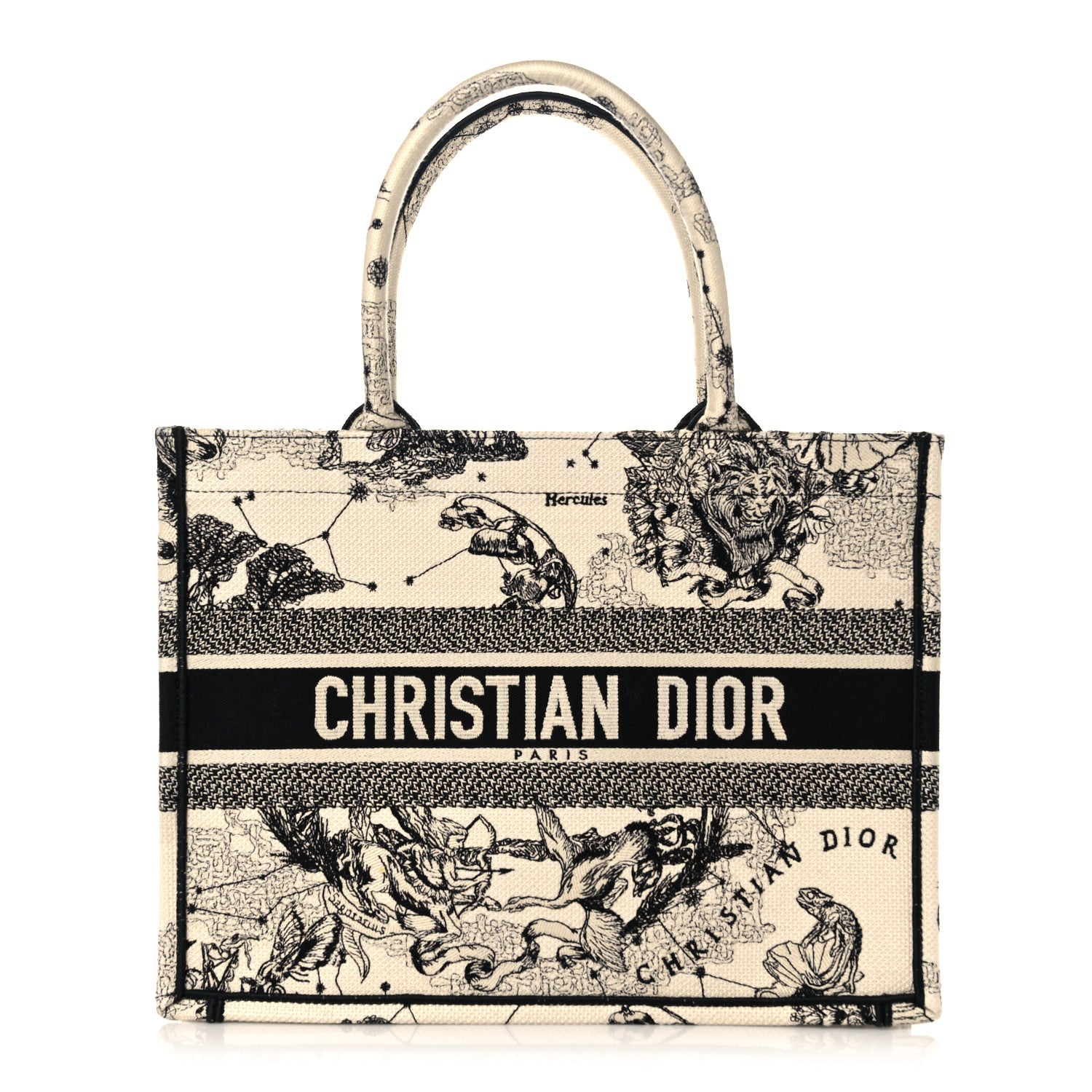 Christian Dior Canvas Zodiac Toile De Jouy Embroidered Medium Book Tote Latte 1 of 11