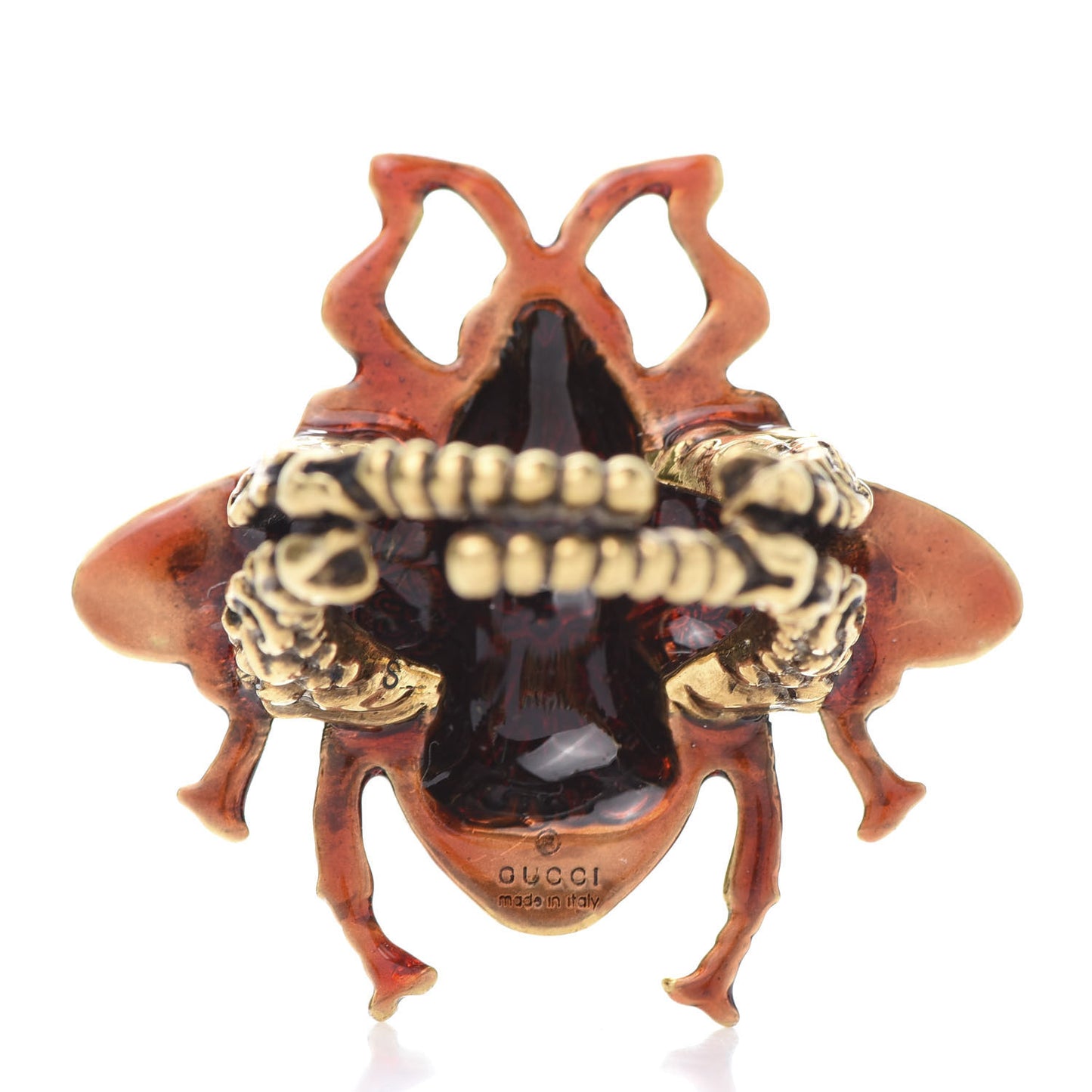 Metal Enamel Bee Ring 6.5 Aged Gold