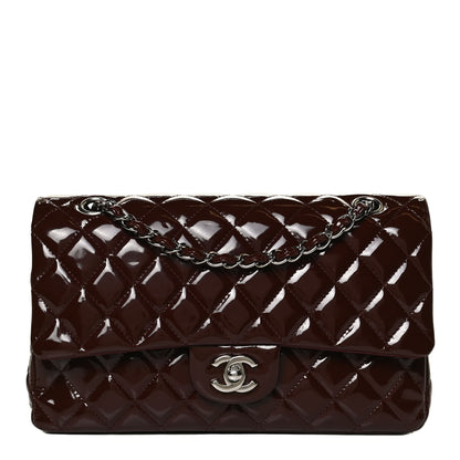 Chanel Patent Calfskin Quilted Medium Double Flap Dark Red 1 of 13