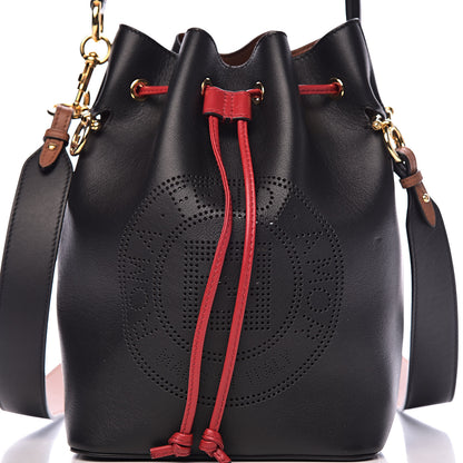 Fendi Vitello Grace F is Fendi Stamp Patch Perforated Small Mon Tresor Bucket Bag Black 11 of 11