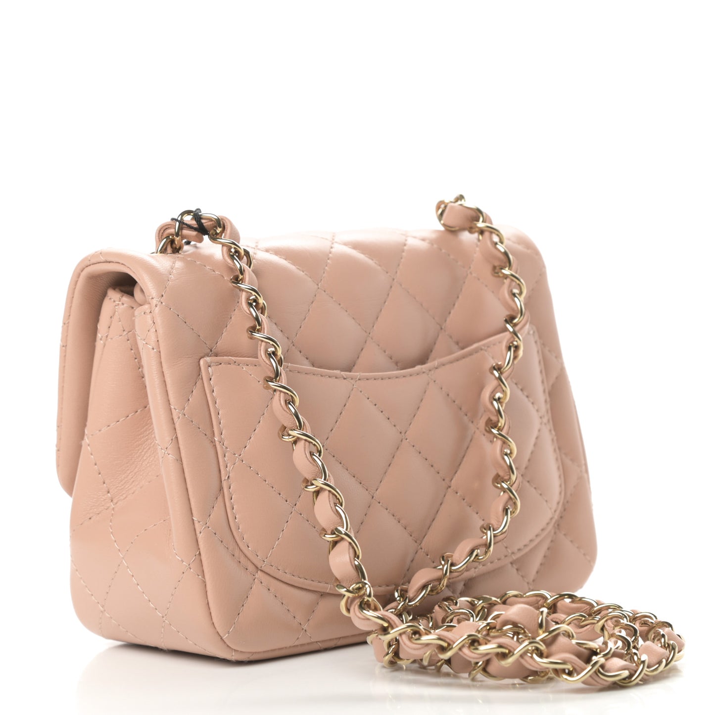 Lambskin Quilted Mini Square Flap Beige