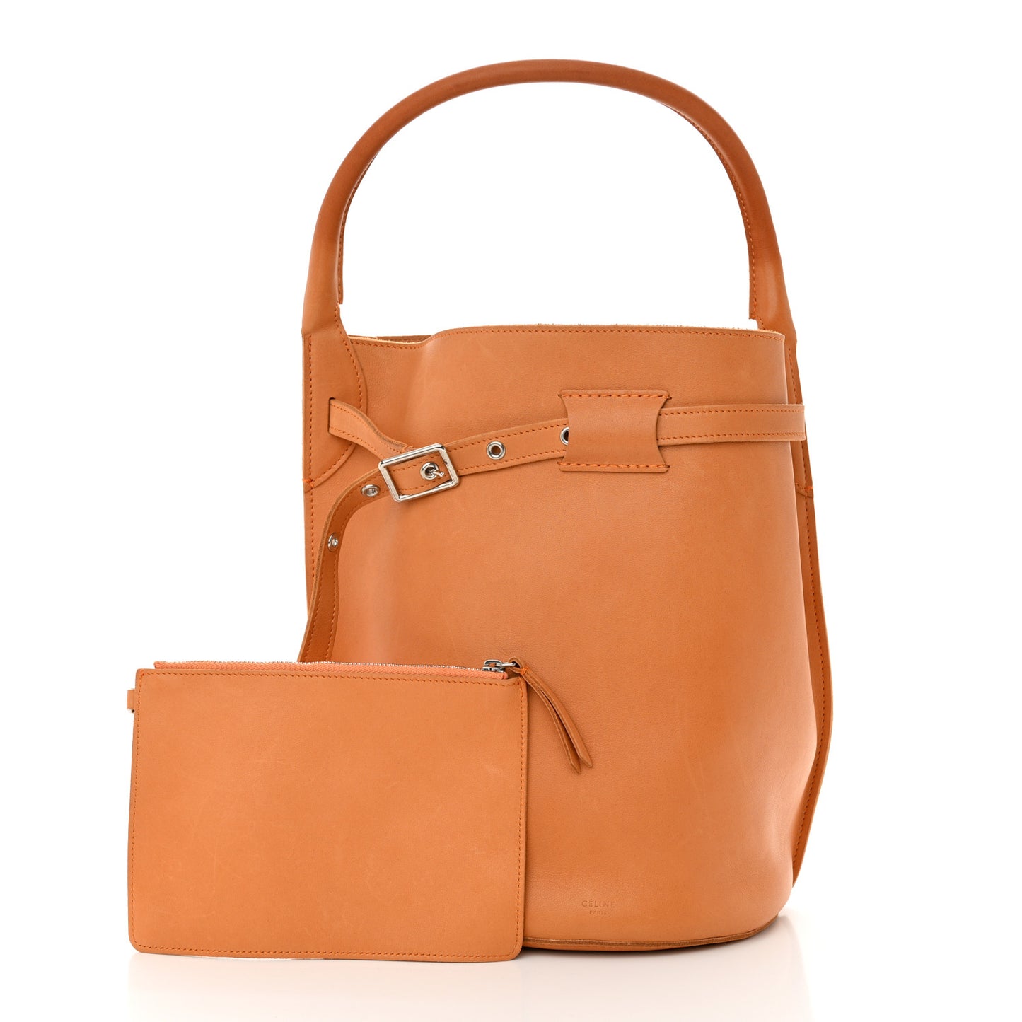 Smooth Calfskin Big Bag Bucket Apricot
