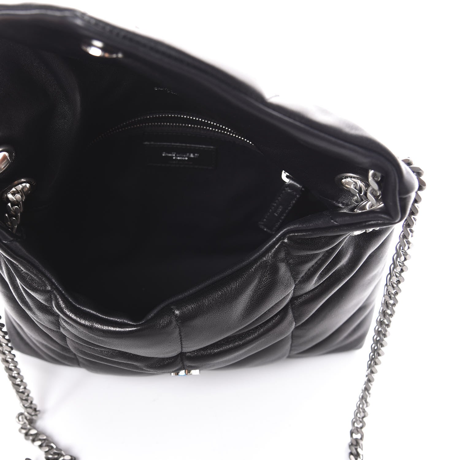 Saint Laurent Lambskin Quilted Small Loulou Puffer Monogram Chain Satchel Black 5 of 9