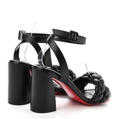 Christian Louboutin Nappa Braided Brio 85 Block Heel Sandals 39 Black 4 of 8