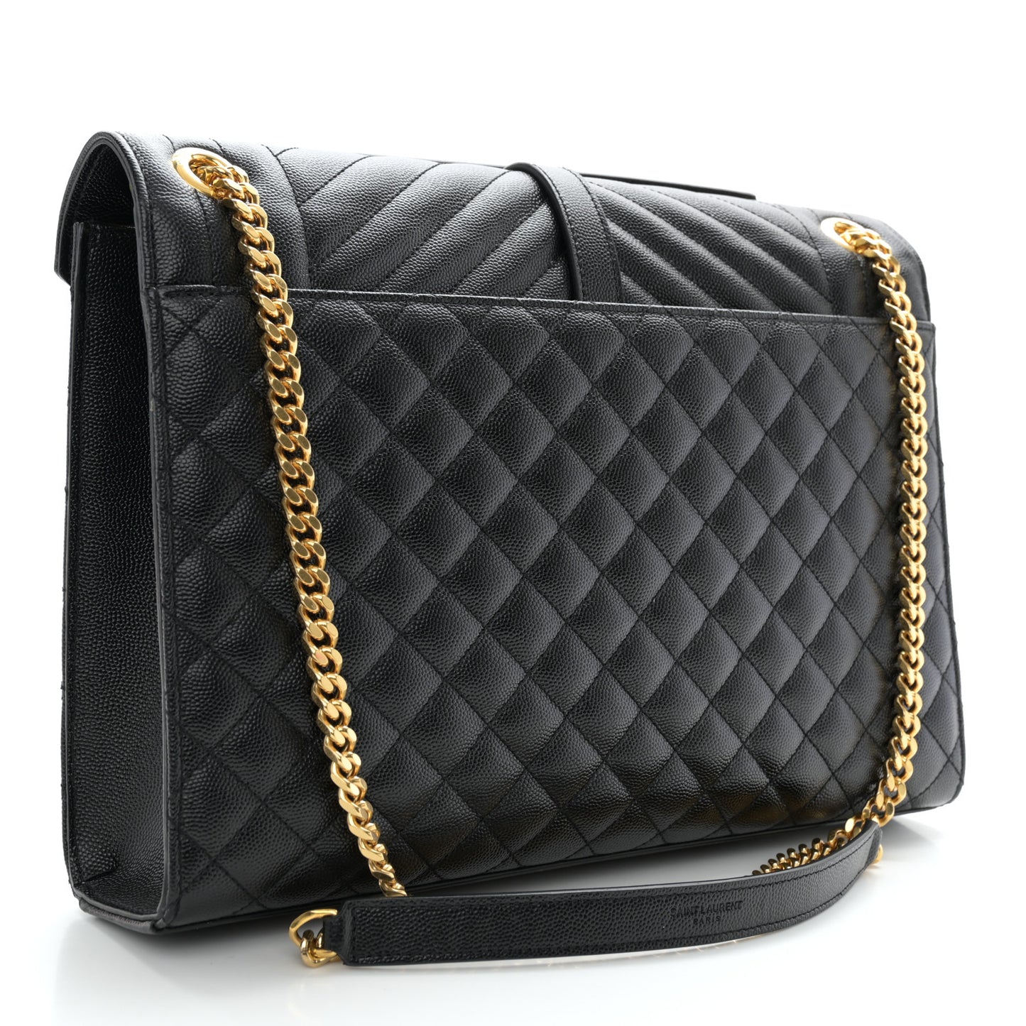 Grain De Poudre Textured Mixed Matelasse Large Triquilt Monogram Satchel Black