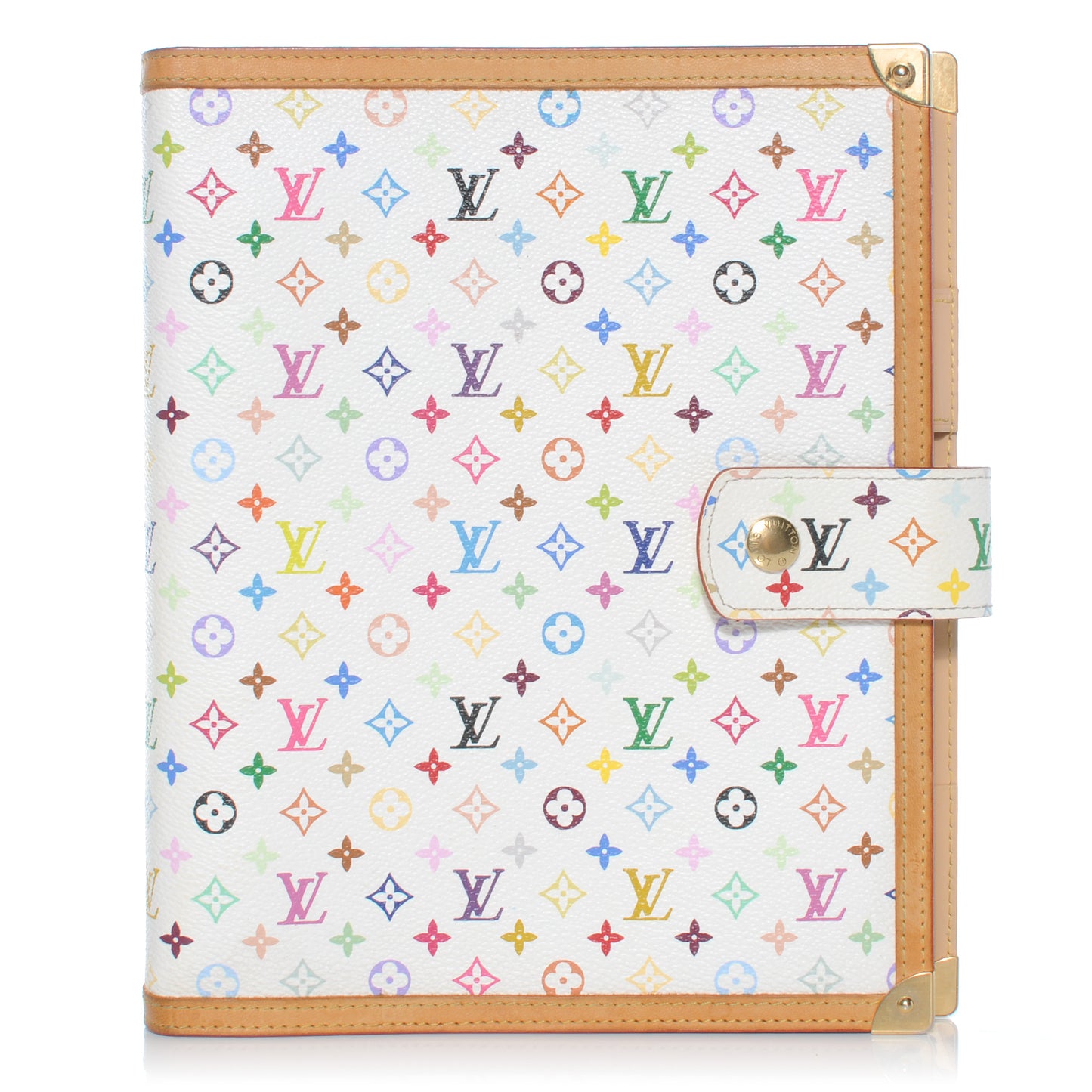 Monogram Multicolor Large Ring Agenda Cover White