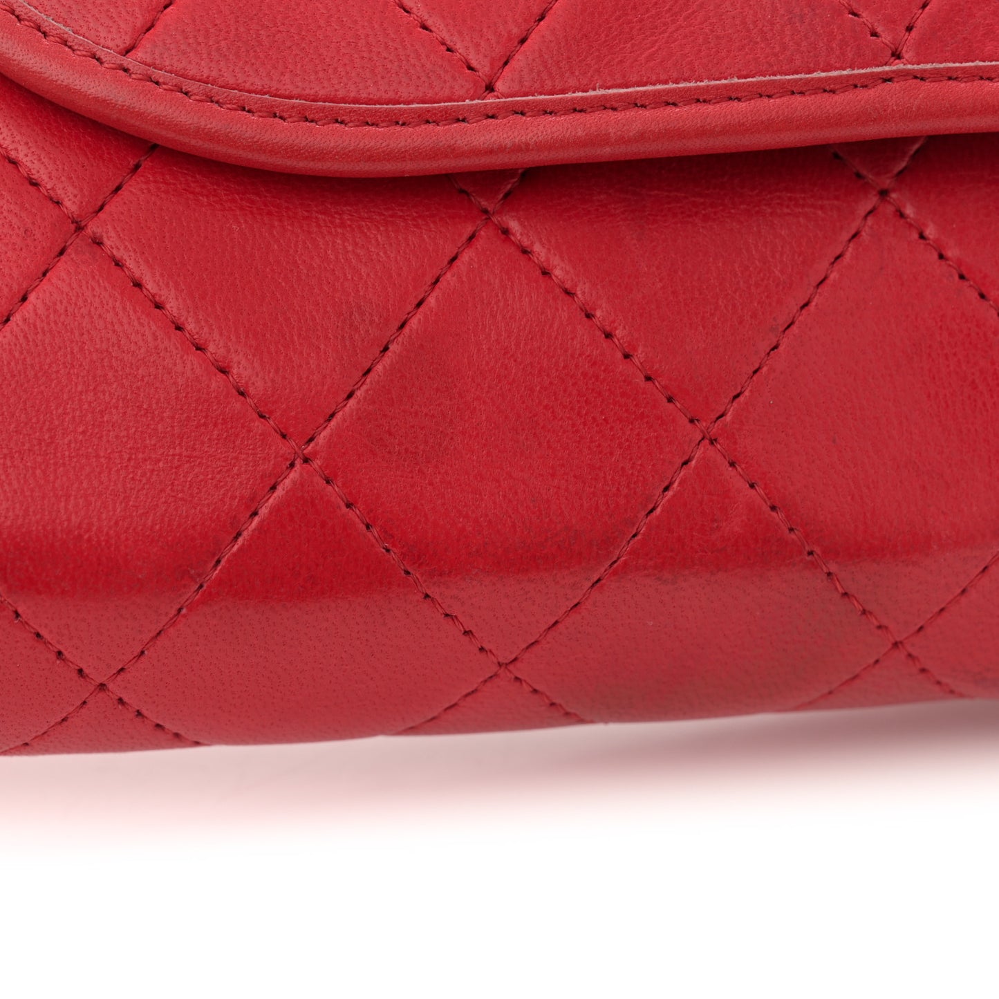Lambskin Quilted Small Single Flap Red