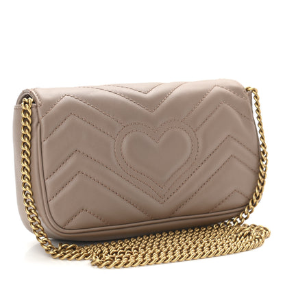 Gucci Calfskin Matelasse Super Mini GG Marmont Shoulder Bag Porcelain Rose 3 of 11