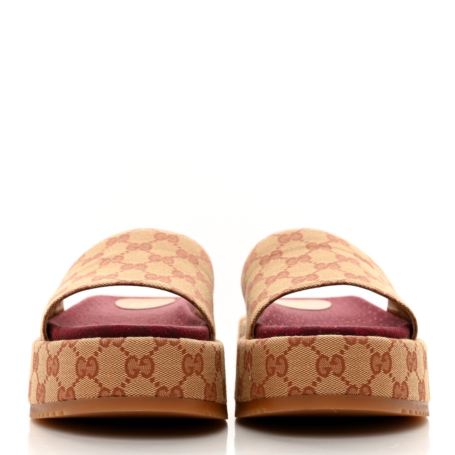 Canvas GG Monogram Angelina Platform Slide Sandals 41 Beige Ruggine