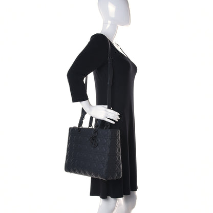 Christian Dior Ultra Matte Calfskin Cannage Large Lady Dior Black 2 of 15