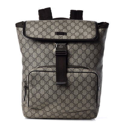 Gucci GG Supreme Monogram Medium Single Buckle Rucksack Backpack Beige Ebony Brown 1 of 12