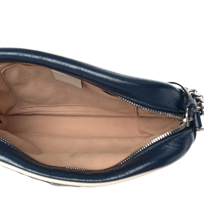 Gucci Vintage Effect Calfskin Matelasse Diagonal Small Torchon GG Marmont Chain Shoulder Bag Blue Agata Mystic White 5 of 9