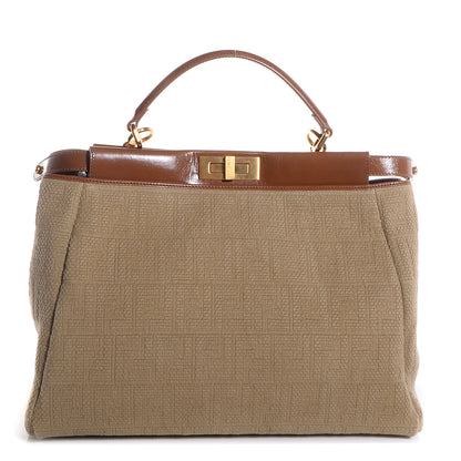 Fendi Corda Zucca Large Peekaboo Iconic Satchel Cognac 1 of 9