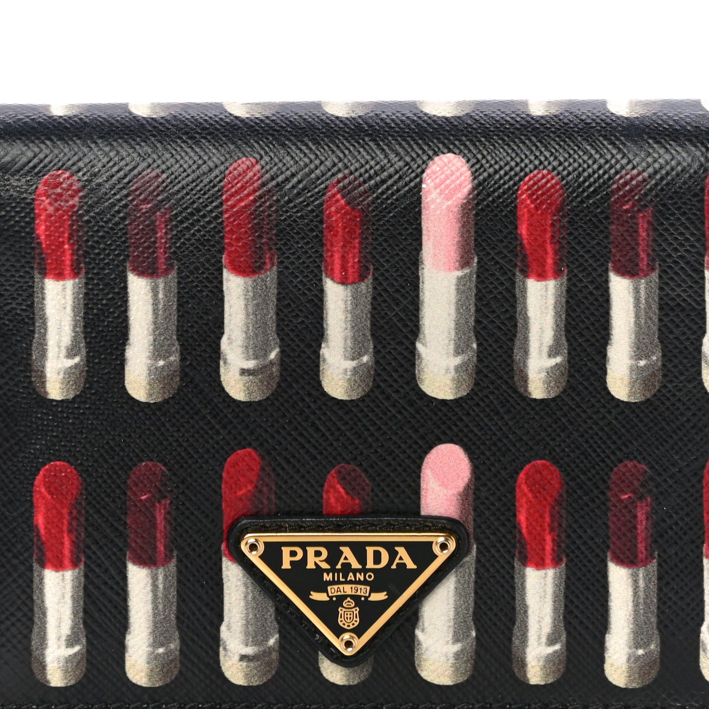 Saffiano Lipstick Print Bi-Fold Wallet Black