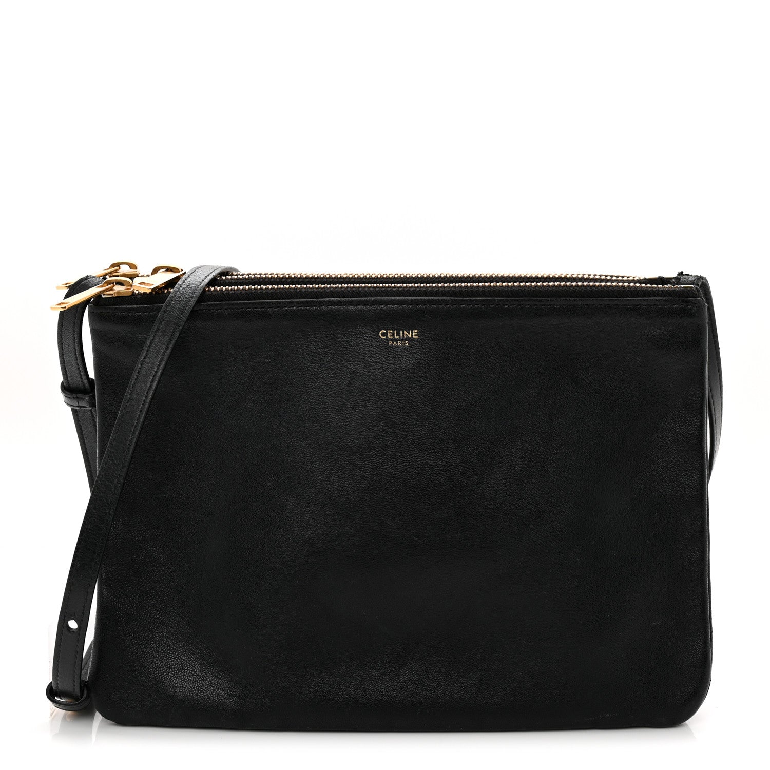 Celine Lambskin Small Trio Crossbody Bag Black 1 of 14