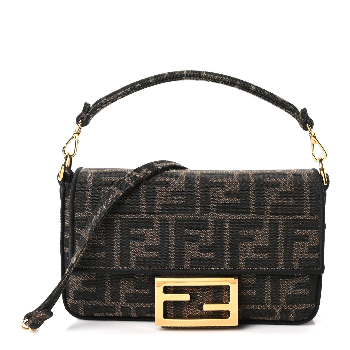 Fabric Jacquard FF 1974 Mini Baguette Tobacco Moro Black