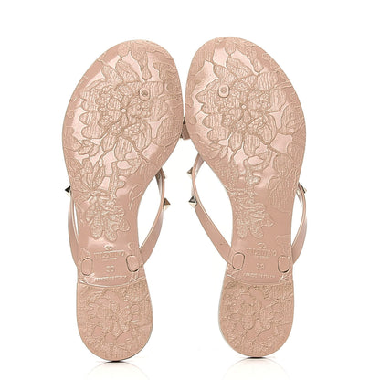 Valentino Garavani PVC Jelly Rockstud Bow Thong Sandals 39 Poudre 5 of 6