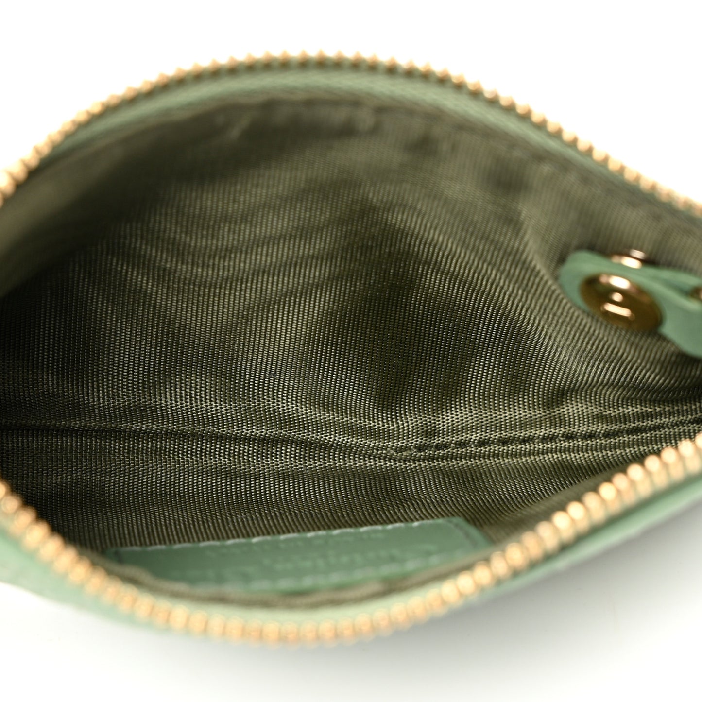 Lambskin Cannage Lady Dior Zipped Key Case Green