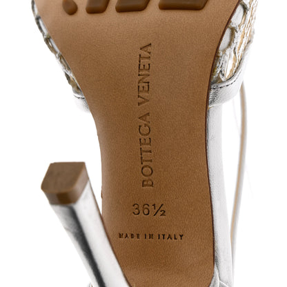 Bottega Veneta Mesh Metallic Nappa Stretch Ankle Tie Sandals 36.5 Silver 7 of 8