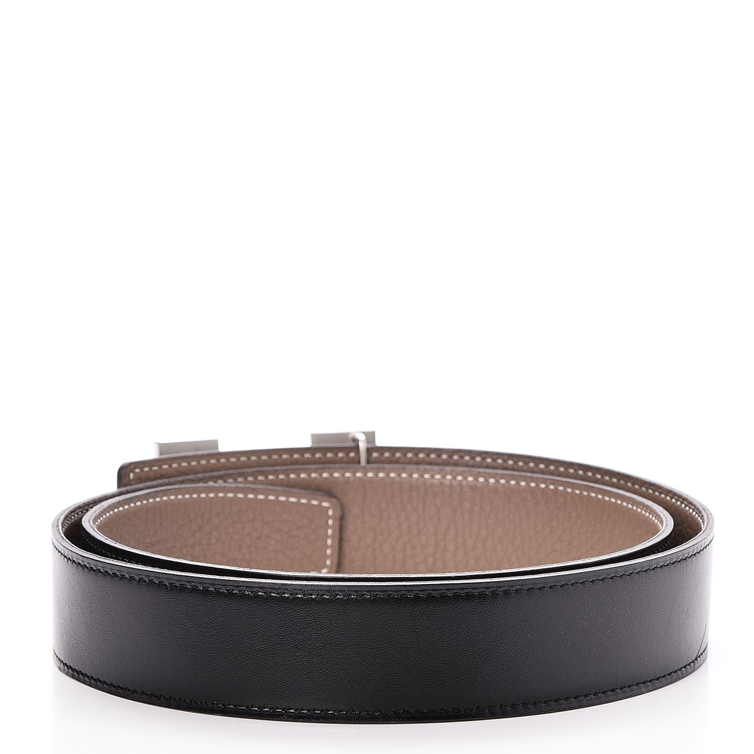 Hermes Box Togo 32mm H Belt 85 Black Etoupe 3 of 9